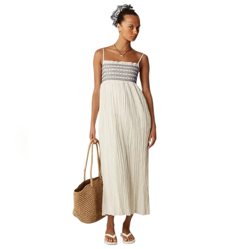J. Crew Catania Crinkle Sun Dress Ivory Women's Medium New‎ NWT Smocked 2025